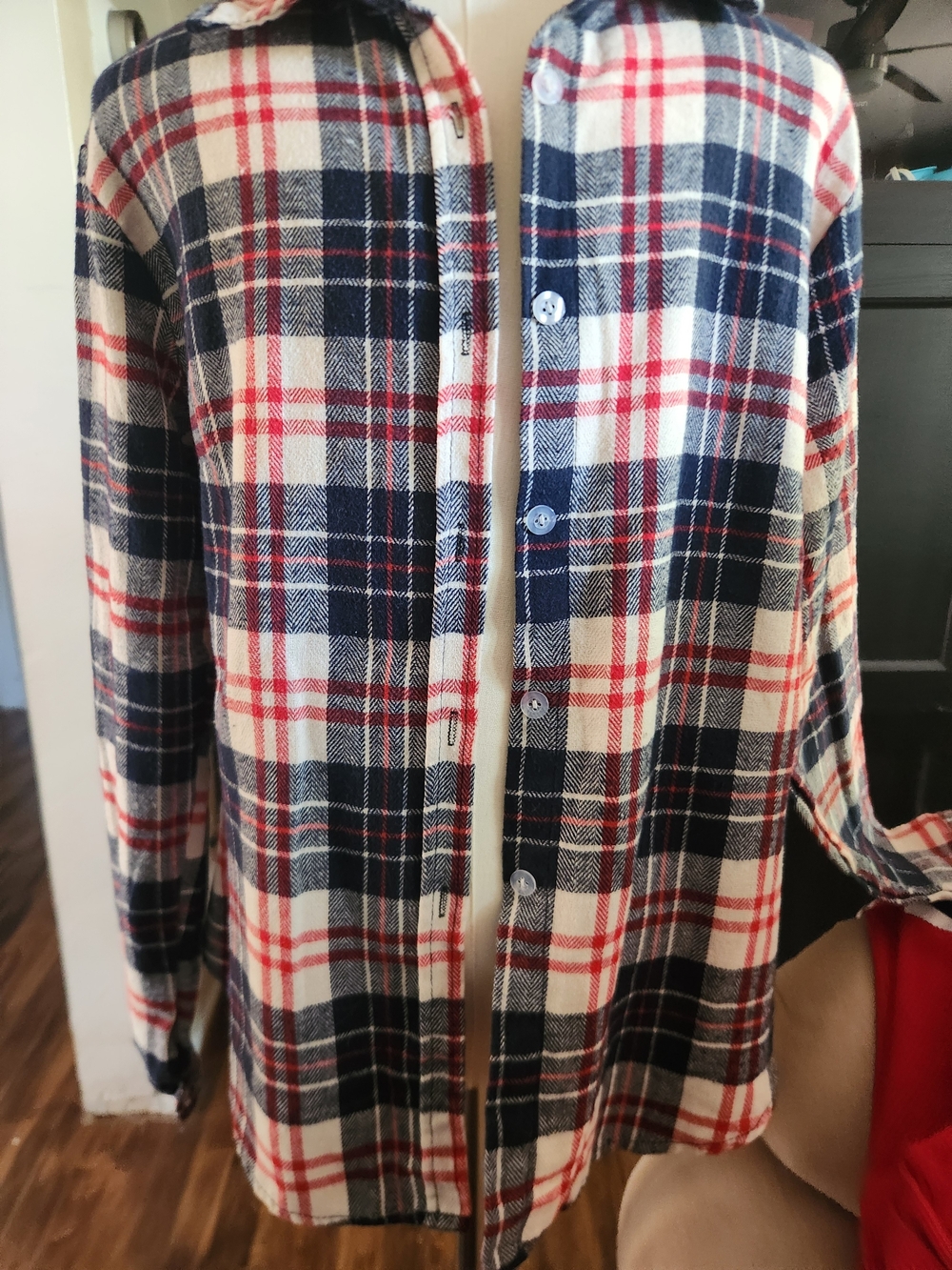 Button-Down Plaid Shirt for Kids - Navy, Red & White